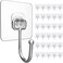Anffeary 30 Packs Large Adhesive Wall Hooks Heavy Duty Hold 44lbMax Wall Hooks for Hanging Transparent Waterproof Rustproof Sticky Hooks for Kitchen Bathroom Home Office