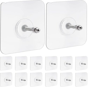 CACASO 20 Pcs Adhesive Wall Mount Screw HooksWall Hooks for HangingScrew Wall Hangers Without NailsAdhesive Hooks Heavy DutyWall Hooks for Mount Wall Shelf Kitchen Bathroom Home14 mm13 lbsMax