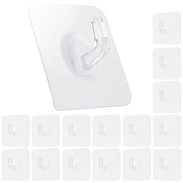 COMNICO Adhesive Hooks Clear Plastic Waterproof Heavy Duty Sticky Wall Ceiling Door Window Pothook Home Kitchen Bathroom Shower Office for Hanging Hat Towel Picture Coats 30