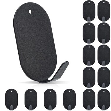 COOKFUN Metal Wall Hooks Heavy Duty Hanging Hooks Black Steel Hook for Keys Kitchen Bathroom Entryway Organization 15 Pack