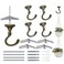 Evsteluo 4 Sets Large Swag Ceiling HeavyDuty Hooks with Complete Hardware Kit Ideal for Hanging Plants Ceiling Drywall Installation Antique Brass