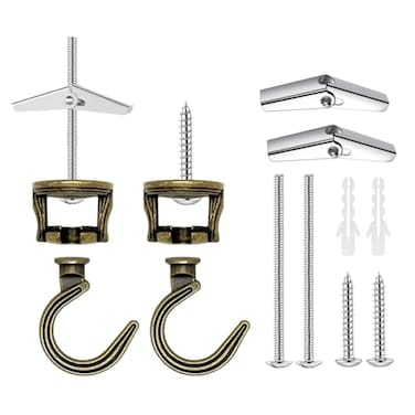 Evsteluo Large Swag Ceiling Hooks for Hanging Plants Heavy Duty Swivel Hook with Hardware Ceiling Installation Cavity Wall Fixing 2 Sets Antique Brass