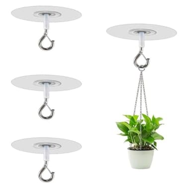 GHASYXL No Drilling Ceiling Hooks Adhesive Ceiling Plant Hooks Sticky Eye Hooks for Hanging Bird Feeders Indoor Outdoor Decoration Hooks4 Circular