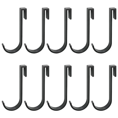 ITROLLE 10PCS Black Heavy Duty J Shaped Stainless Steel Sink Hooks for Kitchen Bedroom Office Wire Shelf Coat Rack Accessories