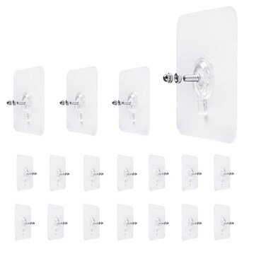 LAJAR 18 Pack Adhesive Wall Screws Hanging Nails Seamless Screws for Wall Mounting NailFree Stickers for Kitchen Shower and Bathroom 10mm