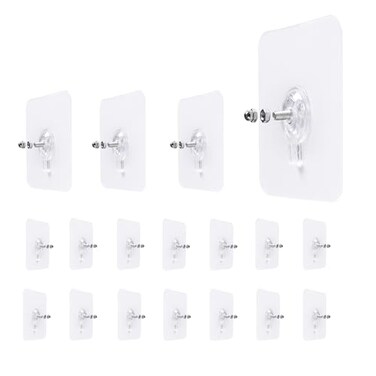 LAJAR 18 Pack Adhesive Wall Screws Hanging Nails Seamless Screws for Wall Mounting NailFree Stickers for Kitchen Shower and Bathroom 8mm