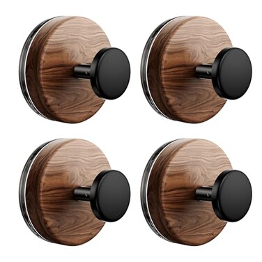 LAYUKI Suction Cup and Adhesive Tape Double Locking HookWall HookTowel Hook Shower Hookfor BathroomKitchenLoofah TowelCoatHeavy DutyWaterproof RustproofReusableDot Shape 4 Counts