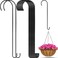 Leriton 12 Pack 24 Inch Long S Hooks for Hanging Plants Heavy Duty Metal Tree Branch Hangers Extenders for Bird Feeders Flower Baskets Wind Chimes Black Vinyl Coated Garden Hook
