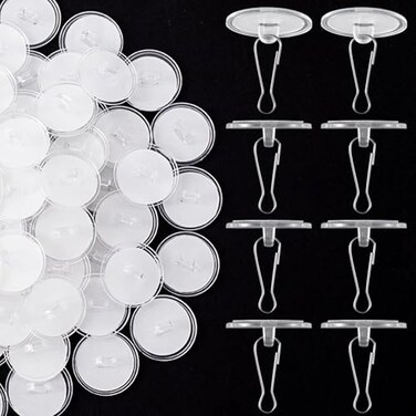 Mxxipp 25 Pack SelfAdhesive Ceiling Hooks for Hanging Small Sticky Ceiling Discs with Metal Hook Removable Transparent Wall Hanger for Christams Wedding Birthday Party Decorations