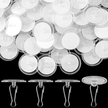 Mxxipp 40 Pack SelfAdhesive Ceiling Hooks for Hanging Sticky NoDrill Ceiling Discs with Metal Hook Transparent Wall Hook Hanger for Wedding Birthday Party Christams Decorations