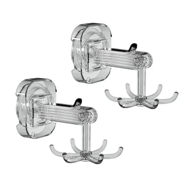 QruiLanTu Hanging Utensil Holder Hooks Kitchen Utensil Hanger Wall Mount 360 Rotating Folding Hook Strong Suction Cup Hook Utensil Rack with 6 Hooks for Kitchen Bathroom Cabinet 2 Pack Transparent