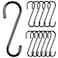 samhard 12 Pack Heavy Duty S Hooks Vinly Coated 6 Inch Large Metal S Hooks for Hanging Plants Non Slip Black Hanger Hooks for Closet Hanging Jeans Baskets Lights Pot Pans Cups Bird Feeder