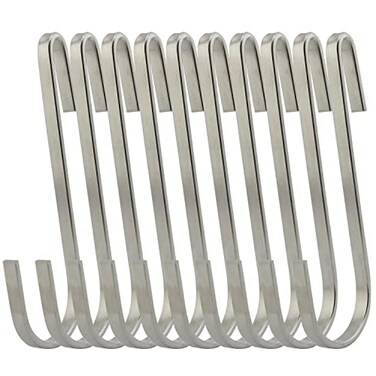 yyangz 10pcs Stainless Steel Flat Hooks S Hooks Hangers for Kitchenware Pots Utensils Plants Towels 5 L Size