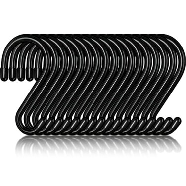 Dreecy 20 Pack 3 Inch S Hooks Heavy Duty Steel S Hooks with Black Rubber Coating NonSlip 20 Pounds Max Weight Utility Hooks for Hanging Plants Clothes Pots Pan etc