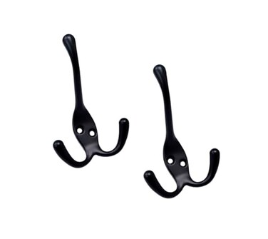 QCAA Premium Quality Premium Quality Three Prongs Hook 4 Zinc Die Cast Matte Black 2 Pack Made in Taiwan