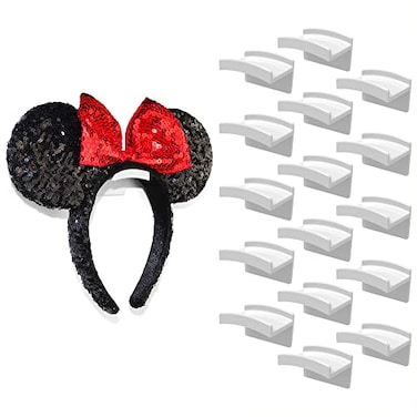 Modern JP Adhesive Hooks for Disney Ears 16Pack Minimalist Disney Ear Holder No Drilling Headband Holder Design Strong Hold Headband Organizer USA Patented White