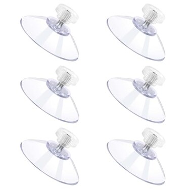 Mozeat Lens 6 PCS Suction Cups for Glass 32mm Strong Suction Cup with Metal Screw Rods and Nuts Clear PVC Heavy Duty Plastic Sucker Pads Holder Without Hooks for Bathroom Wall Door Window Car Shade