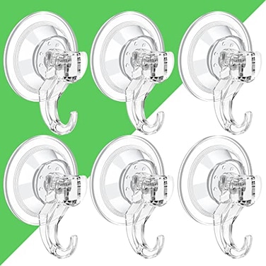 LUXEAR Suction Cup Hooks 6 Pack Suction Hooks Reusable Powerful Waterproof Clear Removable Suction Hanger for ShowerTileBathroomTowelKitchenRVTravelGlass DoorWindow