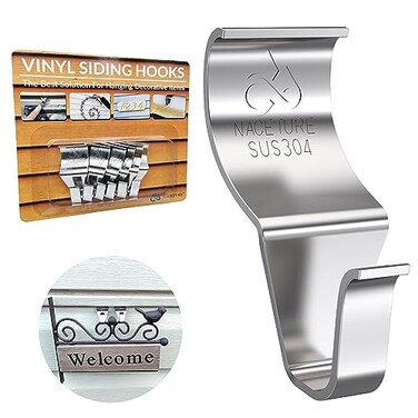 NACETURE Vinyl Siding Hooks Hanger 6 Pack No Drill Vinyl Siding Clips for Hanging Outdoor Decor