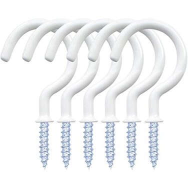 yuntop 12 Pack Vinyl Coated Ceiling HooksScrewin Mug HooksMultiFunction Wall Hooks Kitchen Hooks Cup Hooks for Indoors Outdoors White 2 Inch