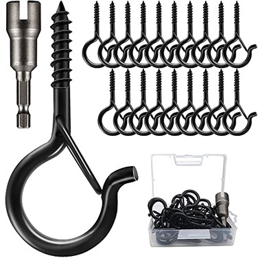 Zzbety 20 PCS QHanger Screw Hooks with Safety Buckle Design Christmas Lights Hanger Hooks Easy to Release Include 1 Wing Nut Driver