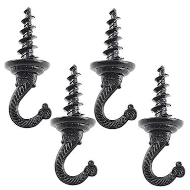 Rierdge 4 Pcs Black Swag Ceiling Hooks Heavy Duty 3 Inch Swag Hanging Ceiling Hooks Indoor Outdoor for Chandelier Plants Etc Black
