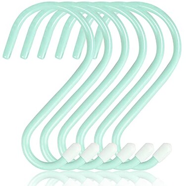 DINGEE 6 Inch Large Heavy Duty S HooksGreen S Hook for Hanging ClothesRubber Coated S Hooks Non Slip Vinyl Coated S Hanger Hook for Hanging Plants Outdoor Pots and Pans Coffee Cups Garden
