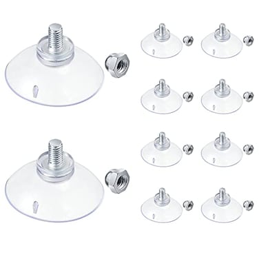 Quzzil 10 Pcs Suction Cups for Glass Window Screw Suction Pads 17344mm PVC Clear Sucker Pads with Cap Nut M6 Thread for Home Organization Bathroom Window Wall