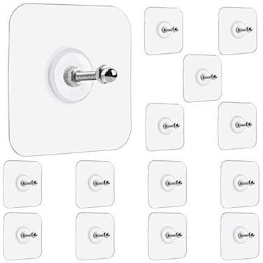 Muuruu Wall Hangers Without Nails 14 Packs Heavy Duty Adhesive Hooks Wall Hooks for Hanging Screw Free Sticker Seamless Screws for Wall Mount 2 in 1 Reusable 18mm