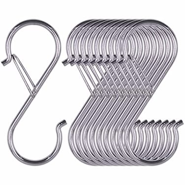 Vantasii 10 Pack S Hooks for Hanging Rustproof SShaped Hook with Safety Buckle Heavy Duty Metal S Hanging Hook for Clothes Pots Pans Kitchen Utensil Cubicle Closet Rob Bags35 inch Silvery