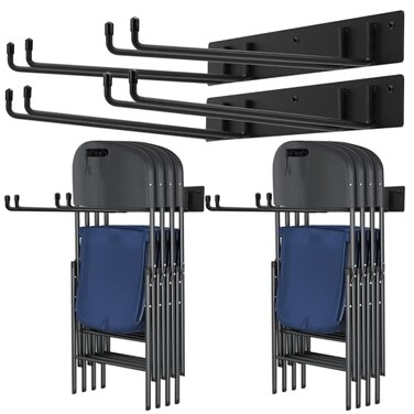 Neiteli Folding Chair RackMetal Folding Chair Storage Rack 2PackHeavy Duty DesignGarage Organization Foldable Chair Hanger