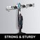 IMILLET Broom and Mop Holder Wall Mounted Stainless Steel Broom Holder Mop Holder Self Adhesive Heavy Duty Hooks Storage Organizer for Home Laundry Room Garden Garage3 Racks with 4 Hooks