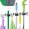 IMILLET Broom and Mop Holder Wall Mounted Stainless Steel Broom Holder Mop Holder Self Adhesive Heavy Duty Hooks Storage Organizer for Home Laundry Room Garden Garage3 Racks with 4 Hooks