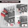 KAFAHOM Power Tool Organizer with Charging Station Built in 8 Outlet Power Strip Large 8 Drill Holder Wall Mount Heavy Duty Metal Power Tool Storage Rack Tool Shelf for Garage Organization Red