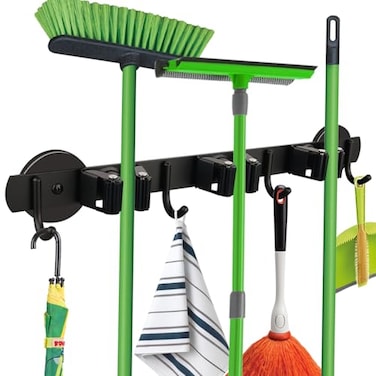 SKNOOY Strong Magnetic Mop Broom Holder Heavy Duty Magnetic Mop Hanger for Refrigerators AntiSlip Magnet Wall Mounted Broom Holder Storage Rack for Laundry Garage Kitchen Workshops Shed