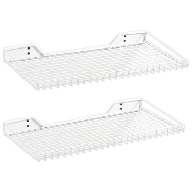 Wallmaster Heavy Duty Garage Wall Shelving 2 Pack 236x118 Metal Wire Shelves Wall Mount Mesh Storage Rack for Garage Office Basement and Kithcen max Load 65 lbs White