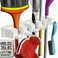 Berry Ave Broom Holder Wall Mount Mop and Broom Organizer Wall Mounted Broom Rack Mop Rack Rack for Brooms and Mops Broom Hanger Wall Mount with 5 Slots 6 Hooks Kitchen Garage Laundry Garden White