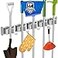 reliahom Broom Holder Wall Mount 5 Racks with 4 Hooks Silver Mop Storage Tool Racks Broom Hanger Tool Organizer for Garage Kitchen Garden Laundry Room