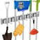 reliahom Broom Holder Wall Mount 5 Racks with 4 Hooks Silver Mop Storage Tool Racks Broom Hanger Tool Organizer for Garage Kitchen Garden Laundry Room