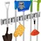 reliahom Broom Holder Wall Mount 5 Racks with 4 Hooks Silver Mop Storage Tool Racks Broom Hanger Tool Organizer for Garage Kitchen Garden Laundry Room