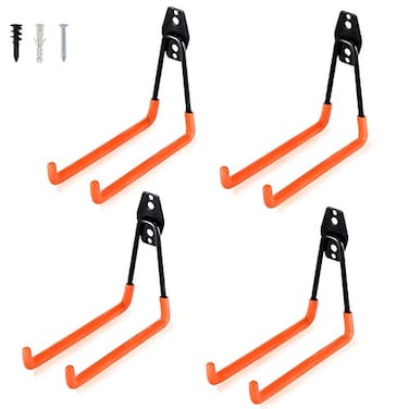 AOBEN Aoben Heavy Duty Steel Garage Storage Hooks Utility Tool Hangers and Combinable Wall Mount Hooks for Organizing Ladder Hold Chairs Heavy Tools Large U 4 Pack