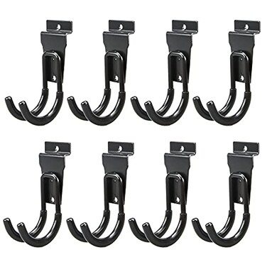 ATOOLA Slatwall Hooks HeavyDuty Slatwall Accessories Black Slat Wall J Hooks 8 Pack