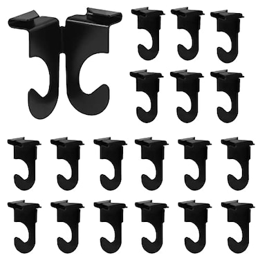 Bonsicoky 20 Pcs Metal Drop Ceiling Hooks Ceiling Hanger TBar Track Suspended Ceiling Hooks Grid Clips for Hanging Decoration Black
