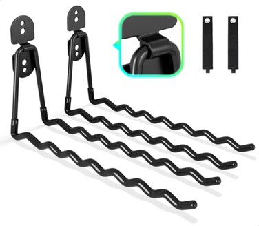 COCOYA Garage Hooks Large 2Pack Shed Storage Hanger 118 Long Heavy Duty Wall Mount Double Holder with 2 Extension Cord Storage Straps Organize Yard Utility Garden Tool Hanging Ladder Black