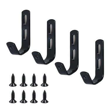 Coshar 4Pcs Stainless Steel J Hook Black 114 Inch PVC Coated Metal Hardware Brackets Garage Storage Utility Hooks for Bed Decor Garage Storage Cable Tool Organization Black 114 Inch