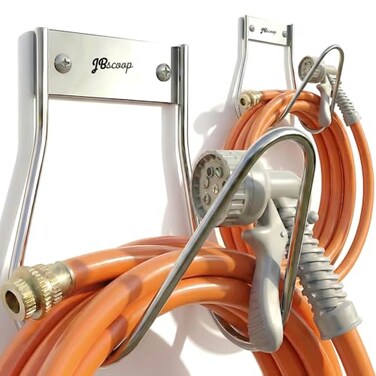 JBscoop Garden Hose Holder Stainless Steel Small Wall Mount Garden Hose Hook Ideal for Water Air Hydraulic Hose Ropes Extension Cords Heavy Duty Rust Proof Set of 2
