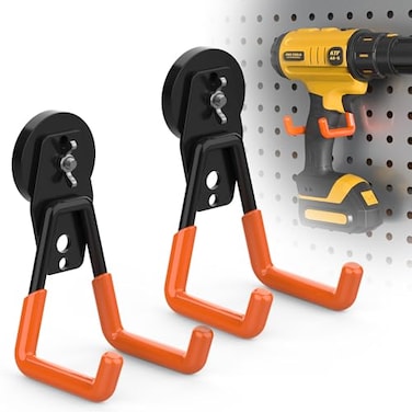 Laowu Large Magnetic Hooks Heavy Duty Extra Strong Magnetic Garage Hooks Big NdFeB Industrial Magnet Hooks Magnetic Utility Storage Holder Organization with AntiSlip Coating for Hanging Garden Tool 2