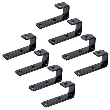 MDPLY 8 Pack Bunk Bed Ladder Hooks Inside Width 1 Vinyl Coated Iron Heavy Duty J Hook Brackets for Bed Decoration Tool with 2 Size Mounting Screws 275 Length x 13 Width 8 Pcak Black