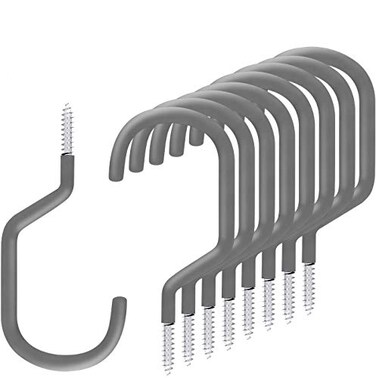 SMARTOLOGY 8 Pack Bike Hanger Storage Hook Rack Heavy Duty Large Screw in Hooks for Garage Wall and Ceiling Bicycle Storage Utility Tool Hanger Gray