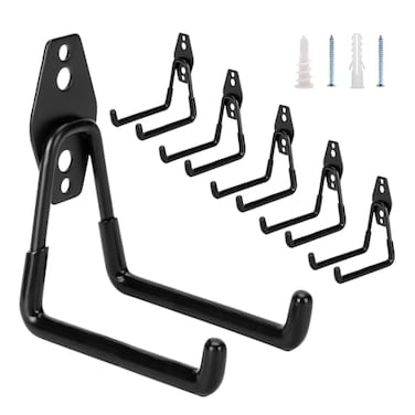 Suprom 6 Pack Garage Hooks Heavy Duty 49 inch Utility Steel Garage Hanger Organizer for Organizing Garden Lawn Tools Ladders Garden Hose Digging Shovel Bikes Ropes